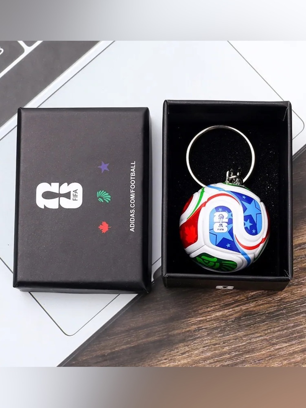NWOT Mini Soccer Ball 2026 World Cup Keychain - White, Blue, Red, Green